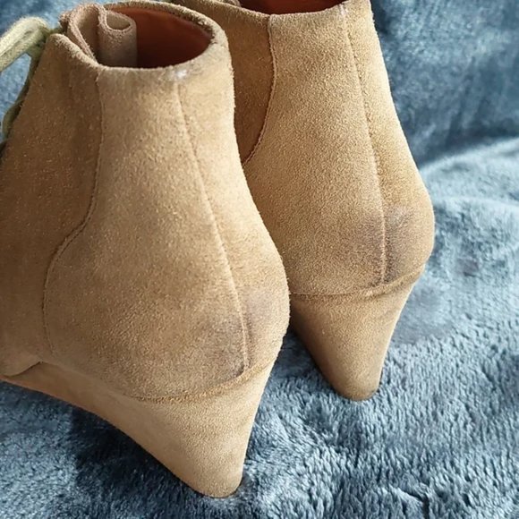 Rebecca Minkoff Suede Leather Tassel Ankle Wedge Booties, 8M - Picture 6 of 11